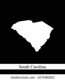 South Carolina state of USA map vector outline illustration black and white abstract background. Highly detailed map of South Carolina state of United States of America prepared by a map expert