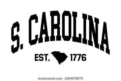 South Carolina typography design with map vector. Editable college t-shirt design printable text effect vector	