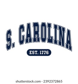 South Carolina typography design vector, usa state shirt design vector. Jersey design vector, T-shirt design for usa 