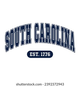 South Carolina typography design vector, usa state shirt design vector. Jersey design vector, T-shirt design for usa 