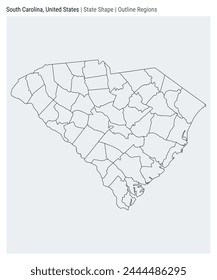 Carolina del Sur, Estados Unidos. Mapa de Vector simple. Forma Estado. Estilo de regiones de esquema. Frontera de Carolina del Sur. Ilustración vectorial.