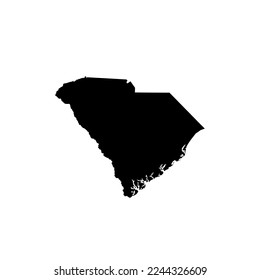 South Carolina US Blank Map Vector Template Black Solid Color and Outline Isolated on White Background. easy to edit