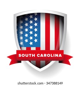 South Carolina and USA flag vector