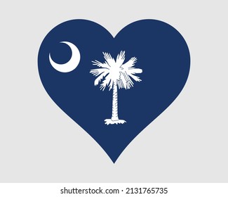 South Carolina USA Heart Flag. SC US Love Shape State Flag. Palmetto State United States of America Banner Icon Sign Symbol Clipart. EPS Vector Illustration. svg
