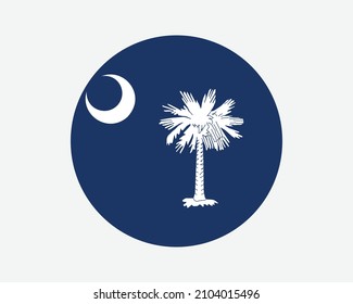 South Carolina USA Round State Flag. SC, US Circle Flag. State of South Carolina, United States of America Circular Shape Button Banner. EPS Vector Illustration.