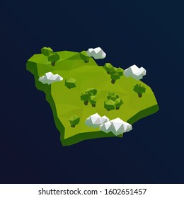 South Carolina Vector Low Poly 3D Cartoon Map