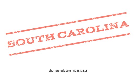 South Carolina watermark stamp. Text tag between parallel lines with grunge design style. Rubber seal stamp with scratched texture. Vector salmon color ink imprint on a white background.