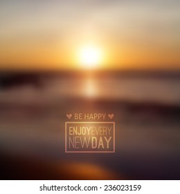 South China Sea, seascape with sunrise, vector blurred background
