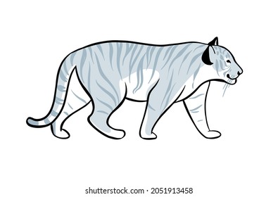 South China Tiger, Vector Drawing On A White Background.