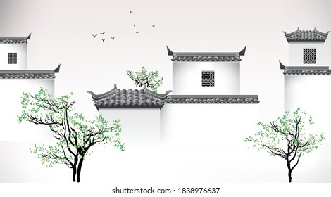 south China traditional old building roof
