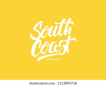 South coast surfing club is a hand drawn costum script vector design