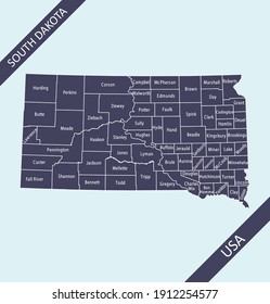 South Dakota counties map labeled