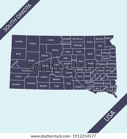 South Dakota counties map labeled