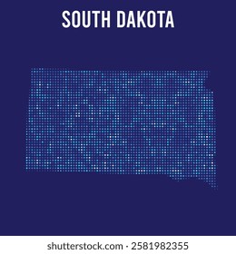 South Dakota digital DOTTED MAP on blue background.eps
