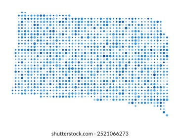 South Dakota Dot Map. Us State Digital Style Shape. South Dakota vector image. Us State shape blue circular dots. Beautiful vector illustration.