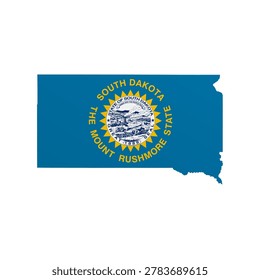 South Dakota flag map poster. US state pride wall decor artwork. Patriotic printable digital art. Detailed vector illustration