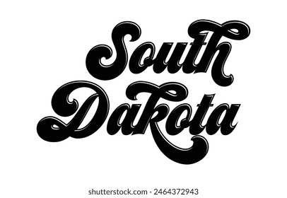 South Dakota hand lettering design calligraphy vector, South Dakota text vector trendy typography design