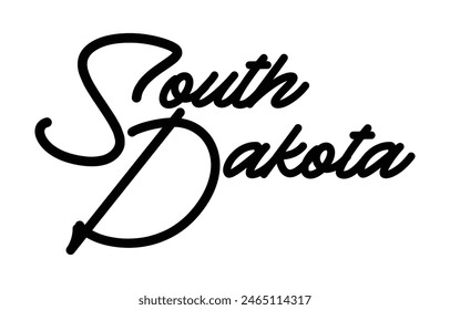 South Dakota hand lettering design calligraphy vector, South Dakota text vector trendy typography design