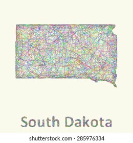 South Dakota Line Art Map