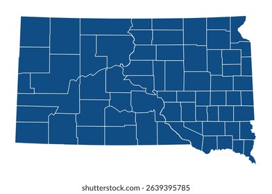 South Dakota map in blue isolated on white background