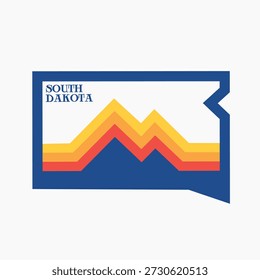 South Dakota Map Border com Mountain Retro Line Perfeito para impressão, vestuário, etc