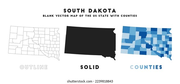 South Dakota map. Borders of South Dakota for your infographic. Vector US state shape. Vector illustration.
