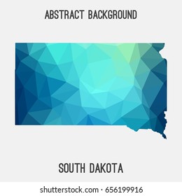 South Dakota map in geometric polygonal,mosaic style in cold shades.Abstract tessellation,modern design background,low poly. Vector illustration.