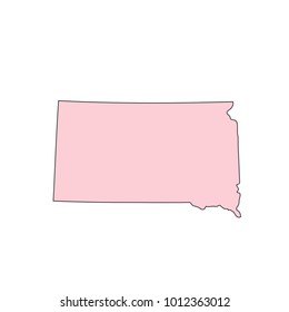 South Dakota map isolated on white background silhouette. South Dakota USA state.