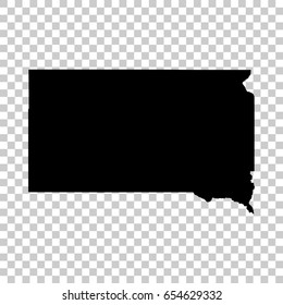 South Dakota map isolated on transparent background. Black map for your design. Vector illustration, easy to edit.