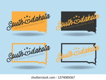 South Dakota map with nickname The Mount Rushmore State logo design concept, Vector EPS 10.