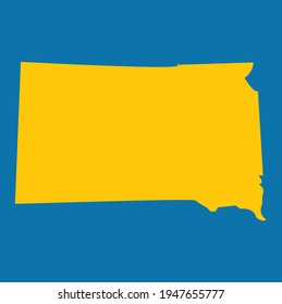 South Dakota map on blue background vector,yellow on blue background,high quality map of south dakota is a state of United States of America, isolated map,eps10,blank editable vector for your design.