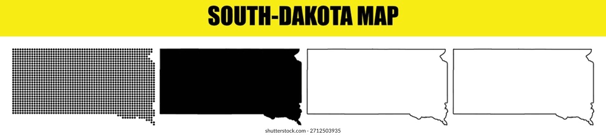 South Dakota Map Outline Vector Illustration Design Element
