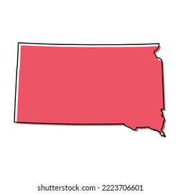 Mapa de Dakota del Sur, estados unidos de américa. Icono de concepto plano, ilustración vectorial.