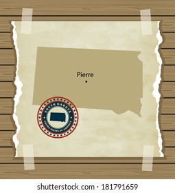 South Dakota map with stamp vintage vector background