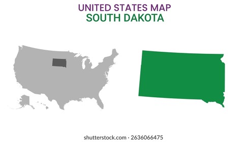 South Dakota map of USA state. South Dakota map vector illustration. South Dakota vector map on white background.