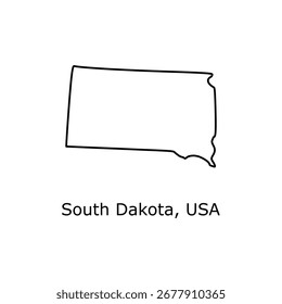 Mapa de Dakota del Sur. Dakota del Sur EE.UU. mapa Vector. Mapa del contorno de Dakota del Sur sobre fondo blanco