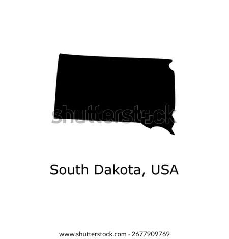 South Dakota map. South Dakota USA map vector. South Dakota silhouette map on white background