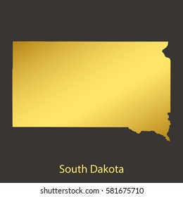 South Dakota map,border with golden gradient. Vector illustration