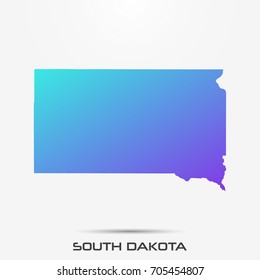 South Dakota map,border with purple,turquoise gradient. Vector illustration