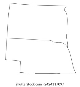 South Dakota, Nebraska. Outline of the map