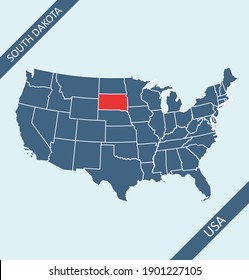 South Dakota on USA map