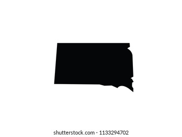 South Dakota outline map black USA state borders black vector illustration