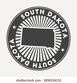 South Dakota round logo. Vintage travel badge with the circular name and map of us state, vector illustration. Can be used as insignia, logotype, label, sticker or badge of the South Dakota.
