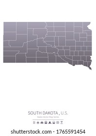 south dakota series. united states map background.