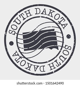 South Dakota Stamp Postal. Map Silhouette Seal. Passport Round Design. Vector Icon. Design Retro Travel.