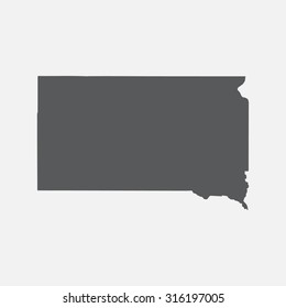 South Dakota state border map.