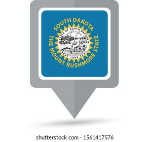 South Dakota state flag map icon. Vector illustration.