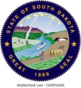 South Dakota State Flag Seal Love Heart United States America American Illustration