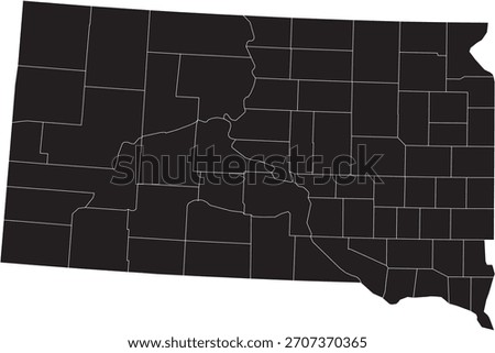 South Dakota State Isolated Map with County Lines