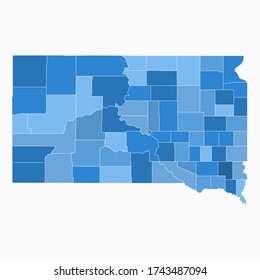 South Dakota State Map Administration Division Blue Color. Arkansas Map Vector Illustration Eps10